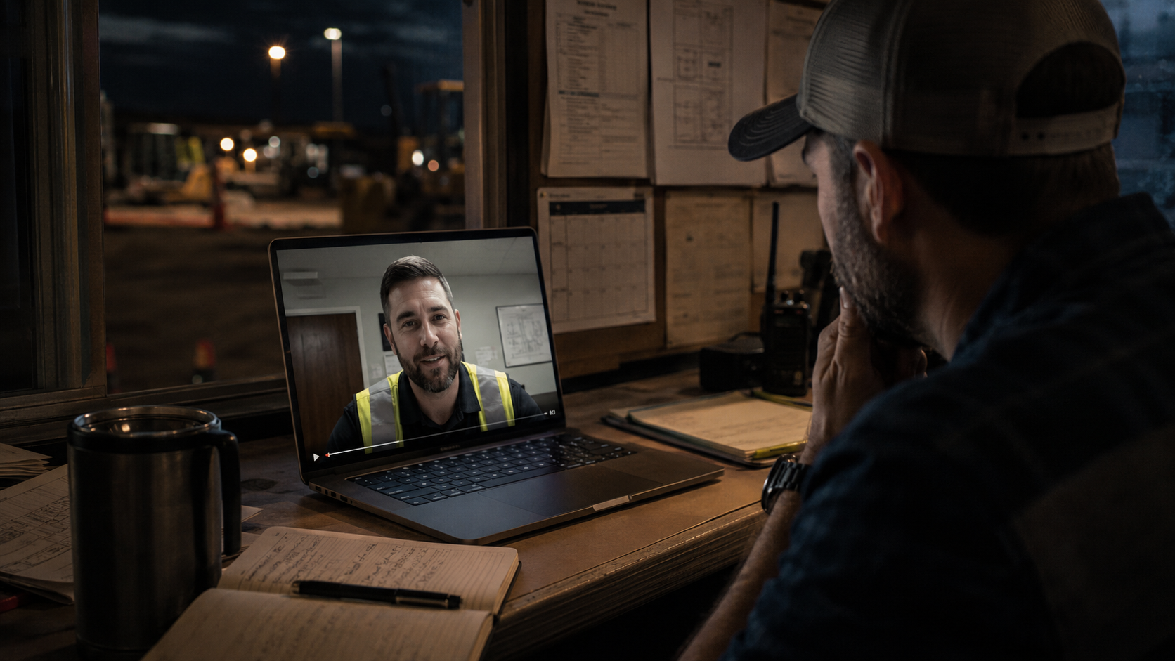 Contractor reviewing a recorded candidate interview with Edisto Consulting Group