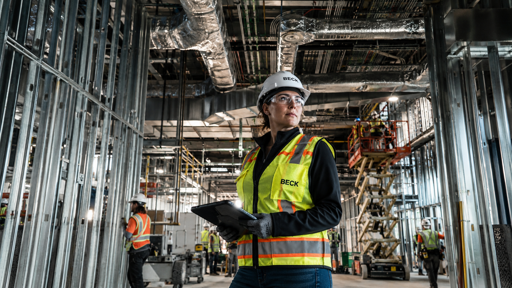 Construction recruiter on an active commercial jobsite
